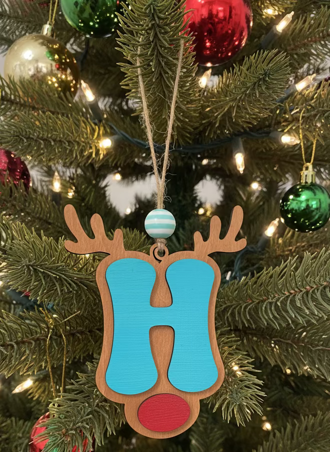 Personalized Reindeer Letter Ornament