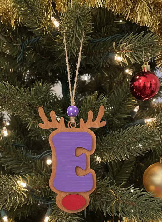 Personalized Reindeer Letter Ornament