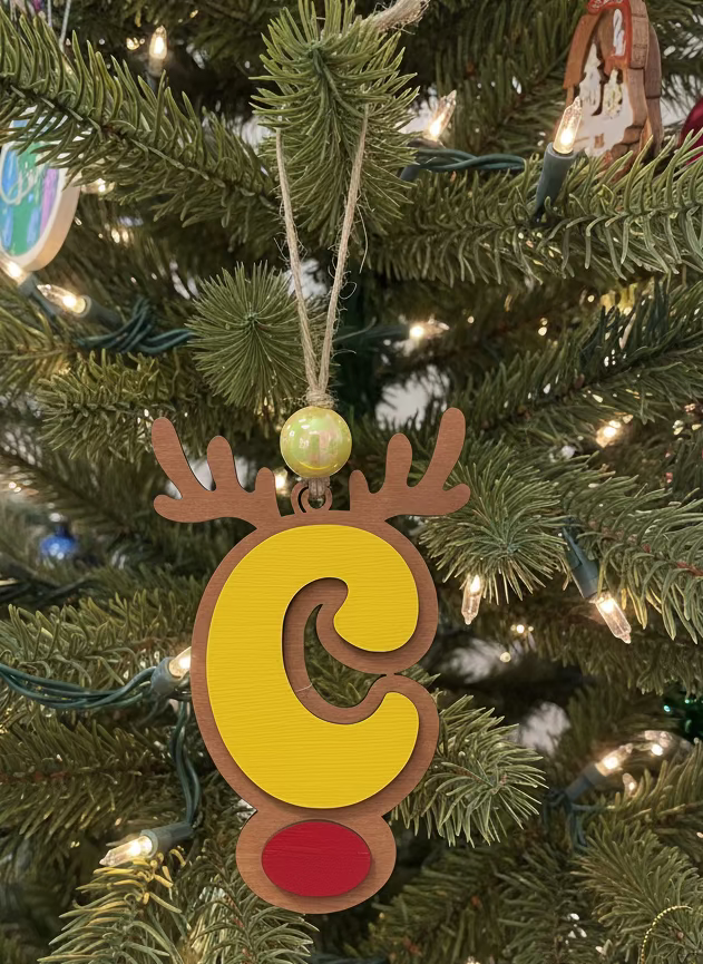 Personalized Reindeer Letter Ornament