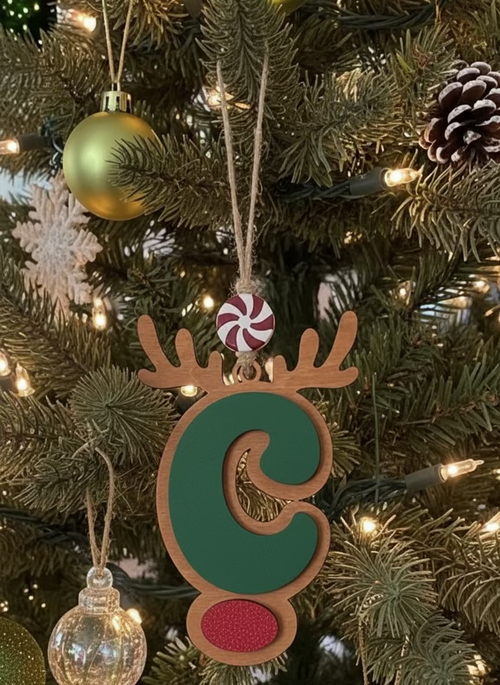 Personalized Reindeer Letter Ornament