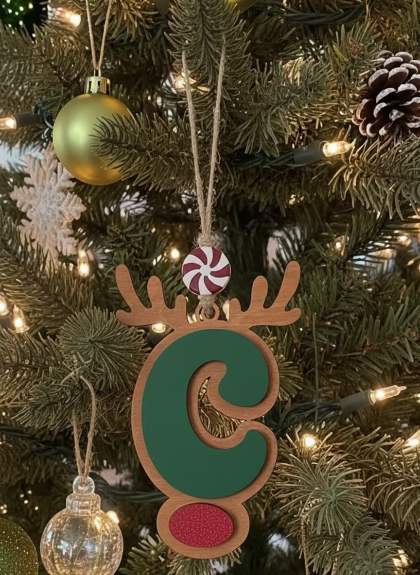 Personalized Reindeer Letter Ornament