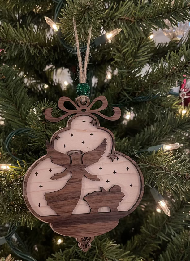Layered Wood Nativity Story Ornaments