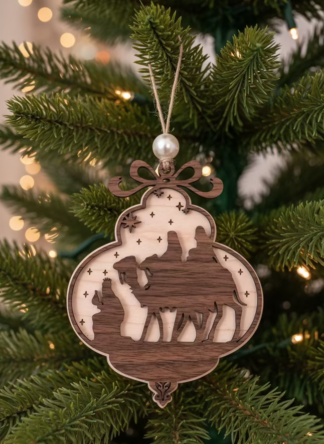Layered Wood Nativity Story Ornaments