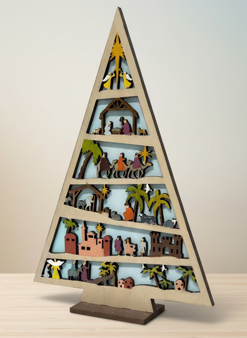 Handcrafted Nativity Tree