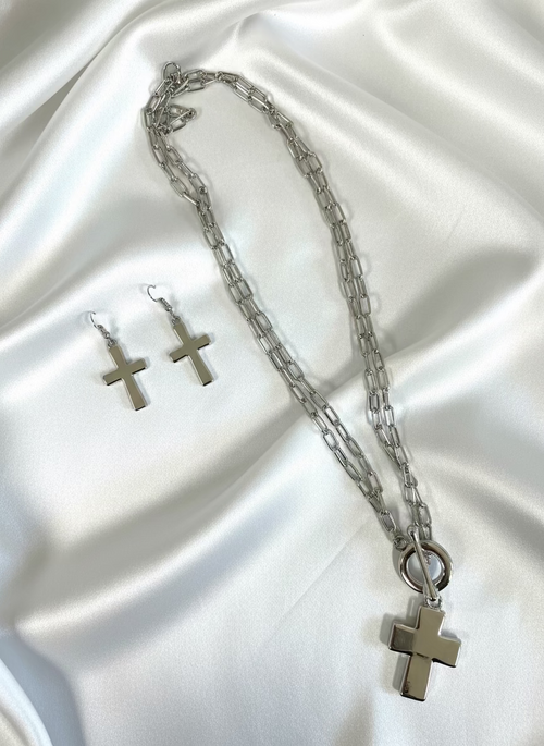 Toggle Cross Earring/Necklace Set
