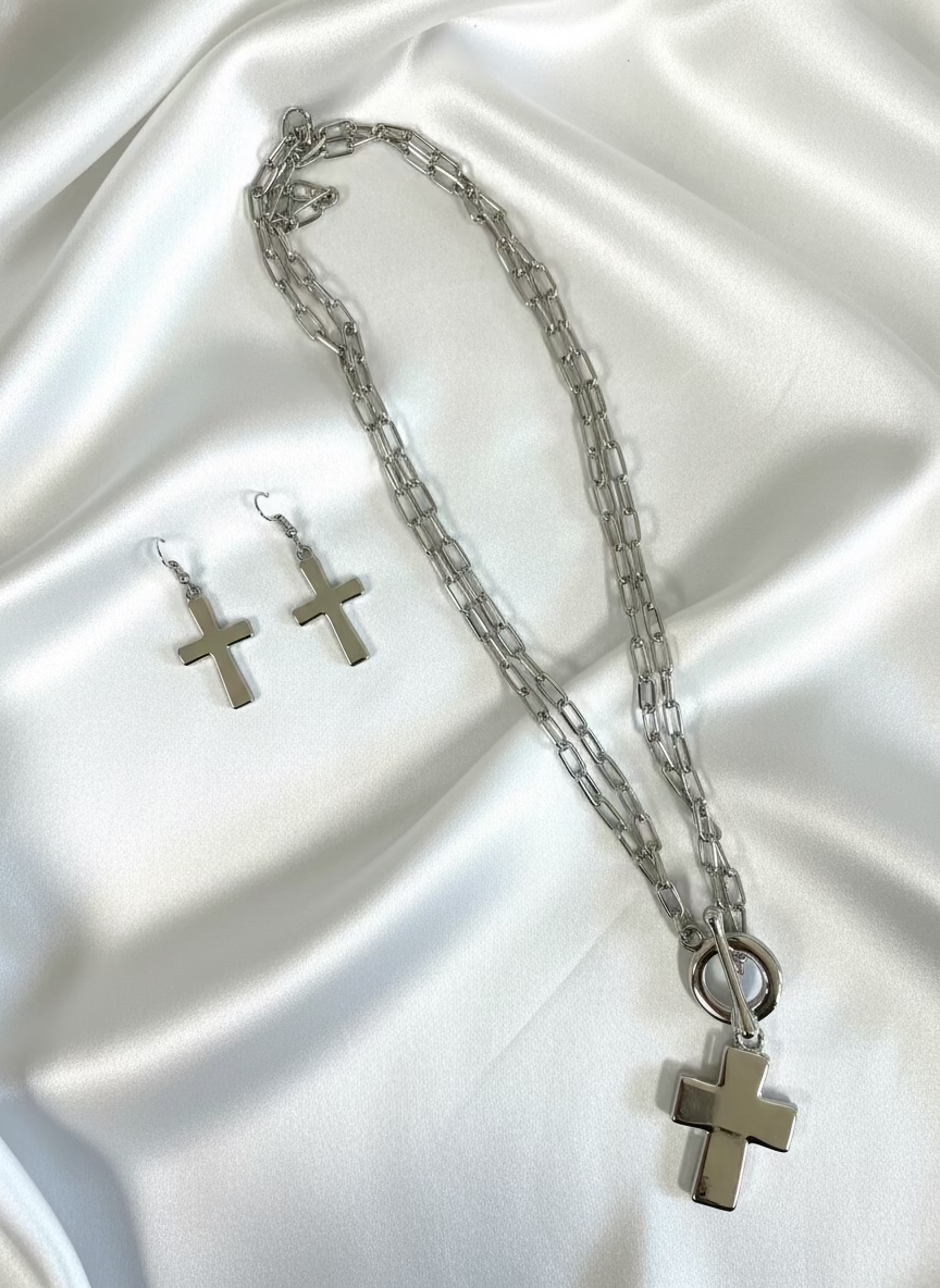 Toggle Cross Earring/Necklace Set