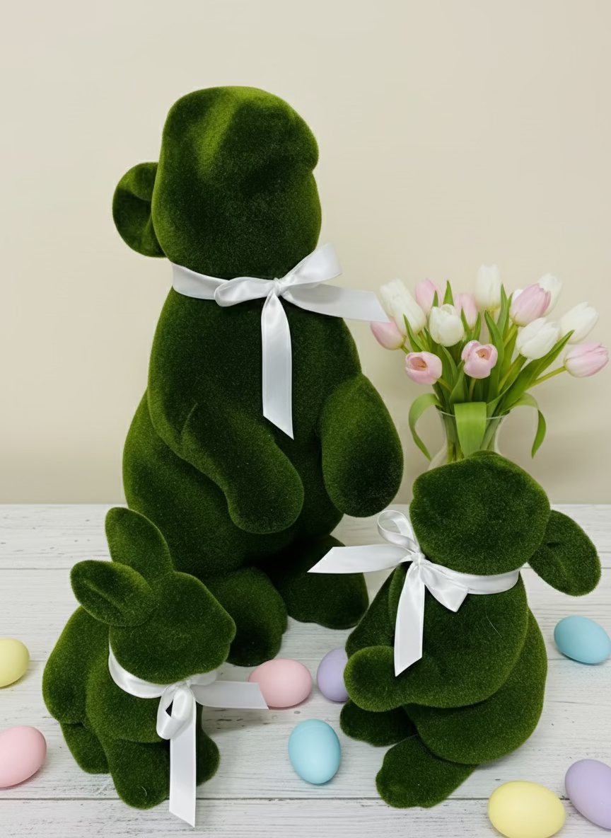 Mossy Flocked Bunnies