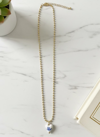 Blue and White Heart Necklace