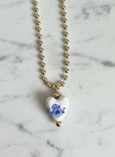 Blue and White Heart Necklace