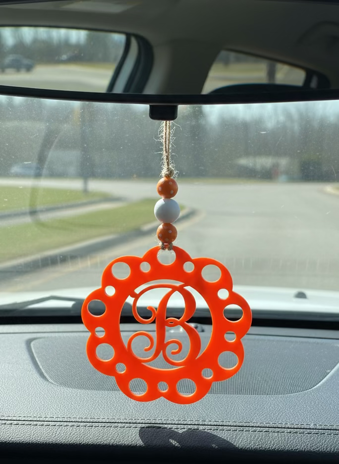 Wooden Personalized Letter Car Charm