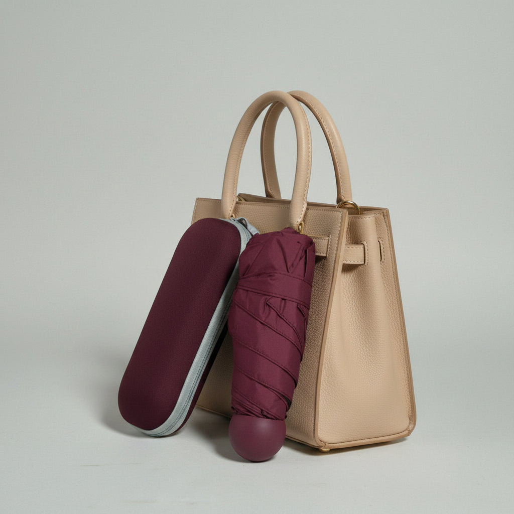 Compact umbrella with carrying case