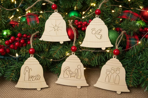 Wood Nativity Ornament Set/ 5