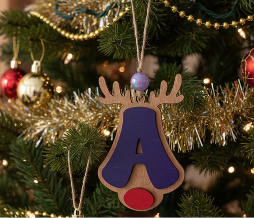 Personalized Reindeer Letter Ornament
