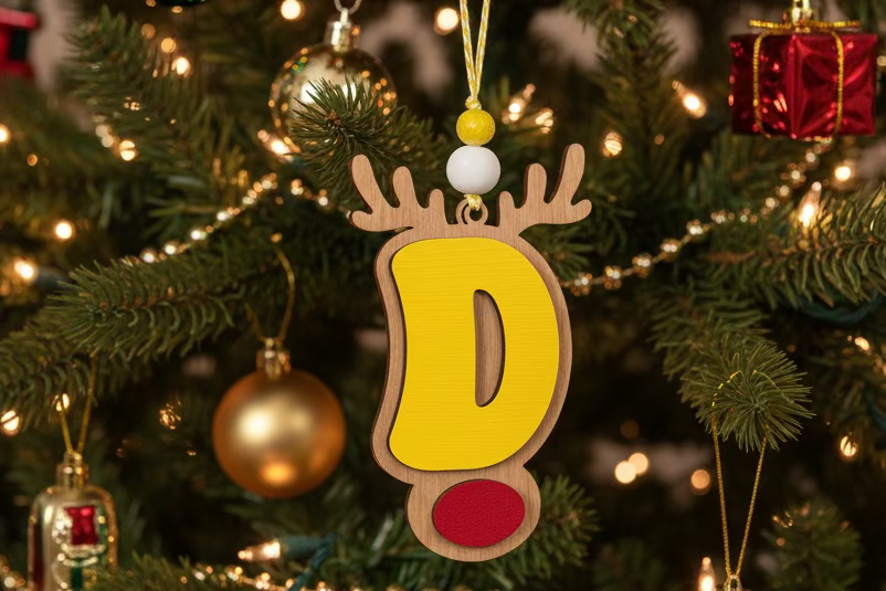 Personalized Reindeer Letter Ornament