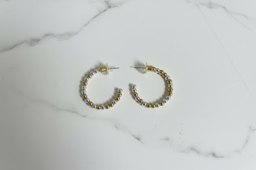 Two-Tone Ball Hoop Earrings