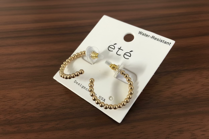 Gold Tone 1" Ball Hoop Earrings