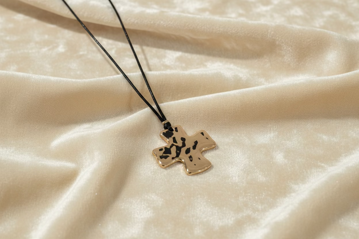 Gold Cross Corded Necklace Set