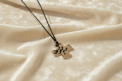 Gold Cross Corded Necklace Set