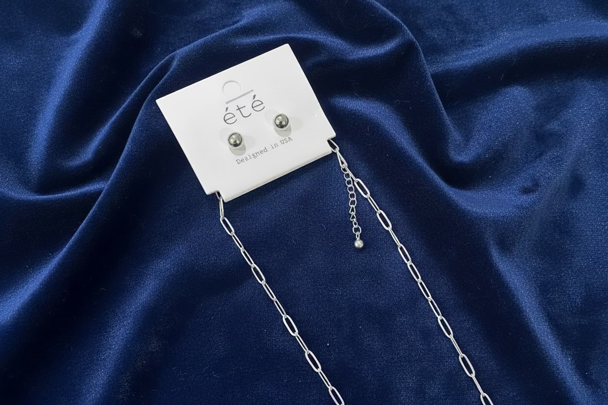 Silver Oyster Shell Necklace Set