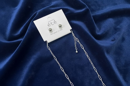 Silver Oyster Shell Necklace Set