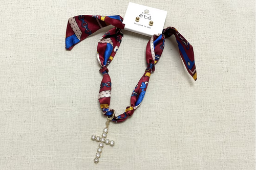 Cross Pendant Scarf Necklace Sets