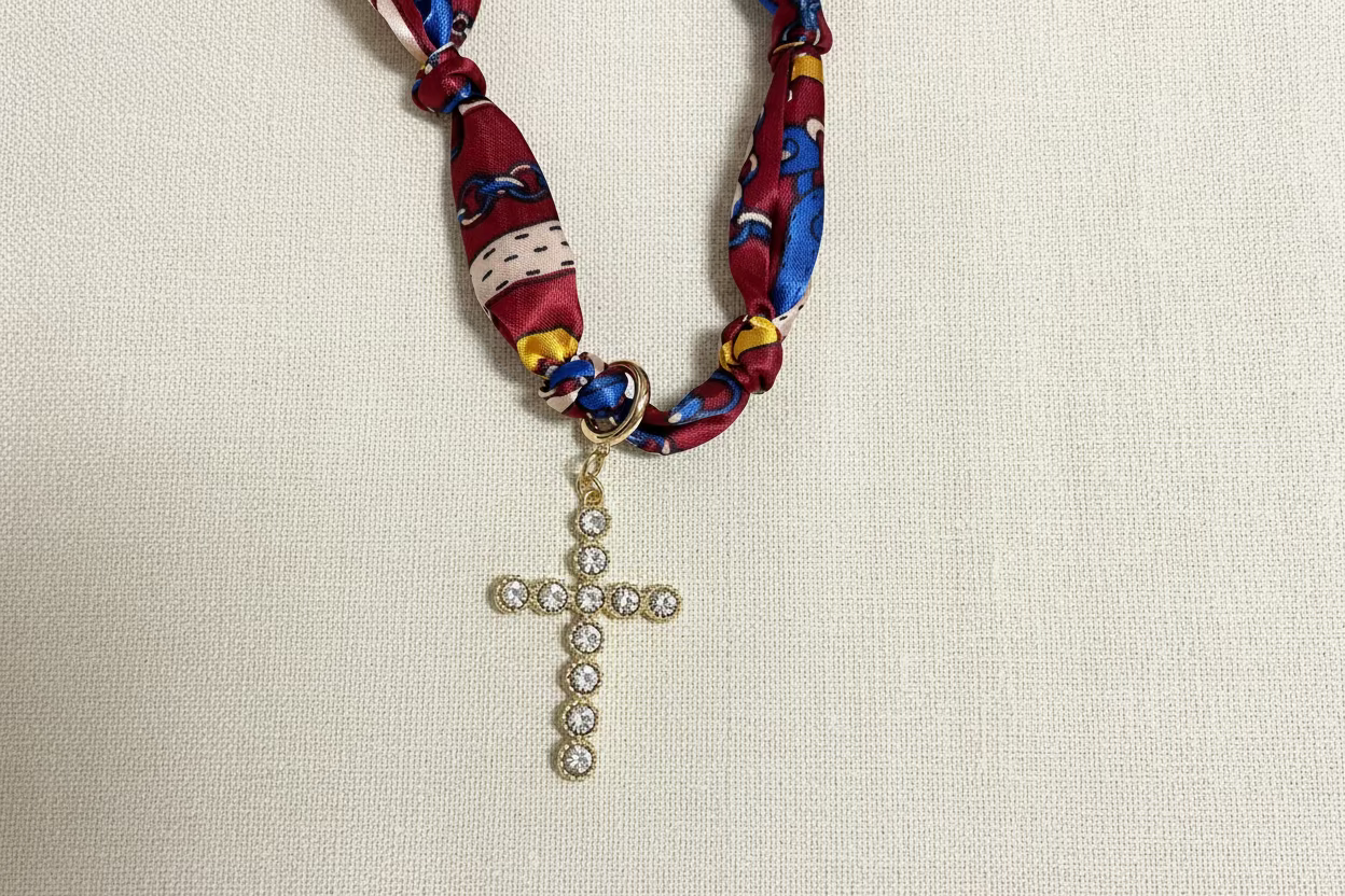 Cross Pendant Scarf Necklace Sets