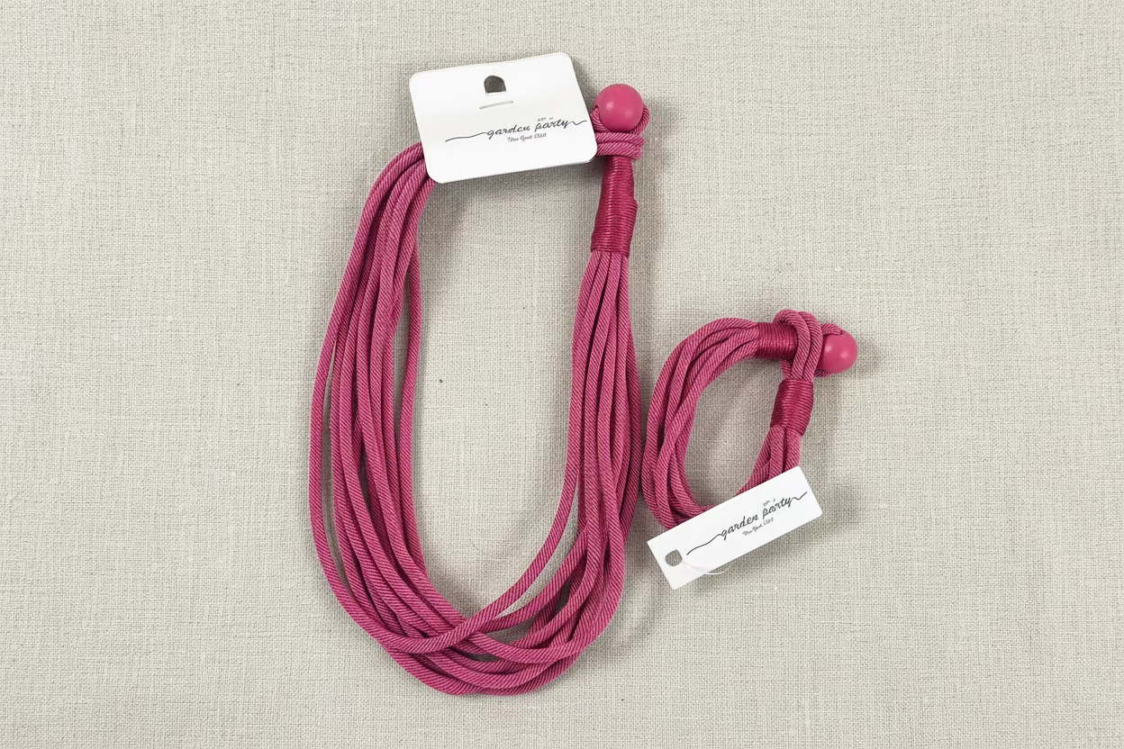 Pink Corded Necklace and Bracelet