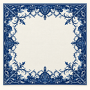 Mahjong Mat-Navy & Ivory Acanthus Medallion