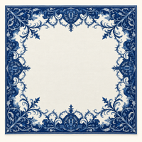 Mahjong Mat-Navy & Ivory Acanthus Medallion