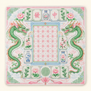 Mahjong Mat-Green Dragon w/ Pink Peonies