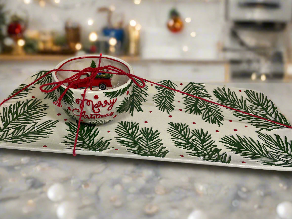 Pine Bough Platter & Dip Bowl