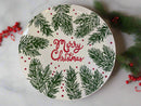 Pine Bough Merry Christmas Round Plate