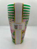 Lilly Pulitzer Pool Cups- Via Amore Spritzer, Conch Shell Pink Caning