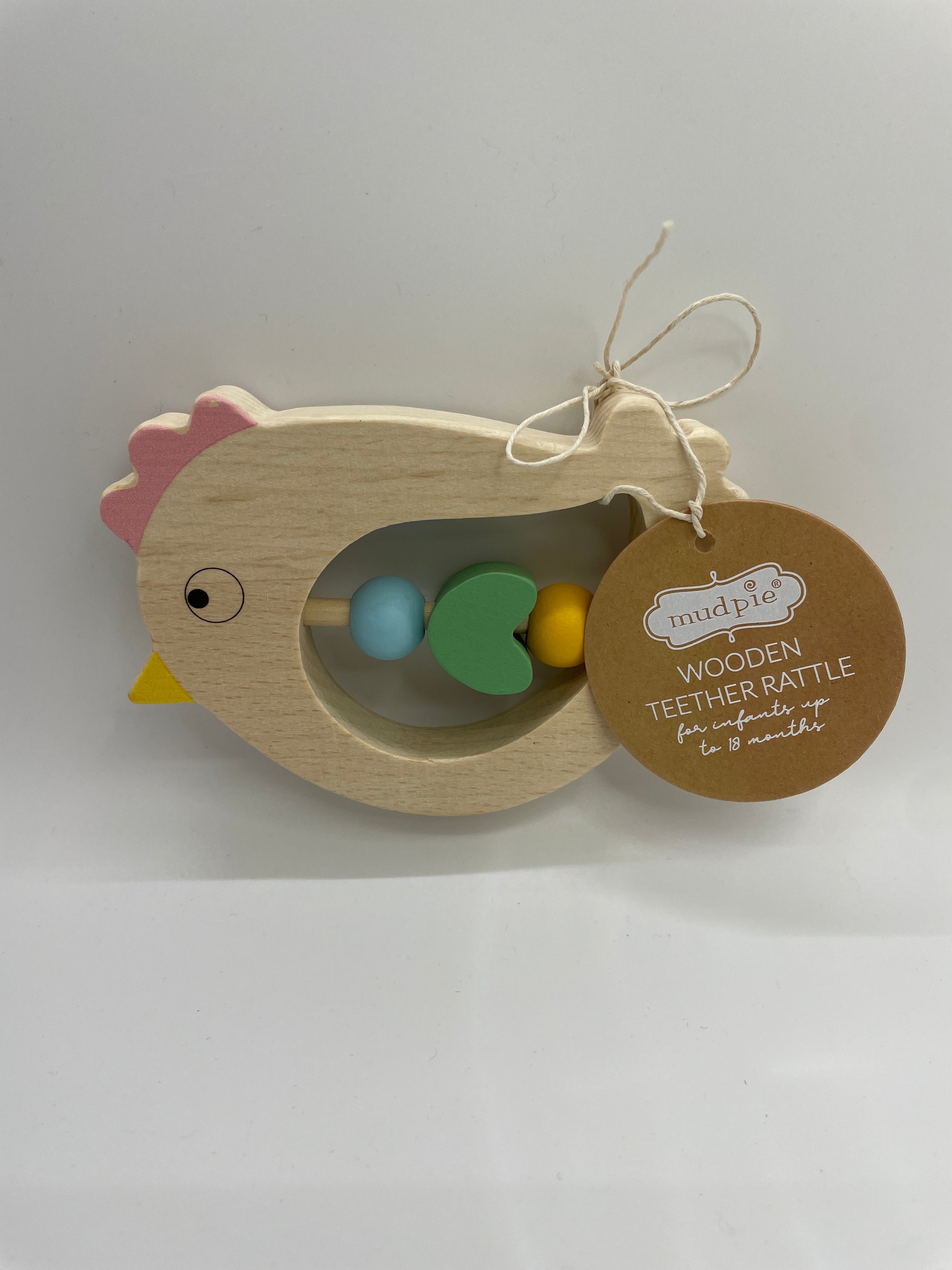 Mud Pie Wooden Teether Rattle - Chicken