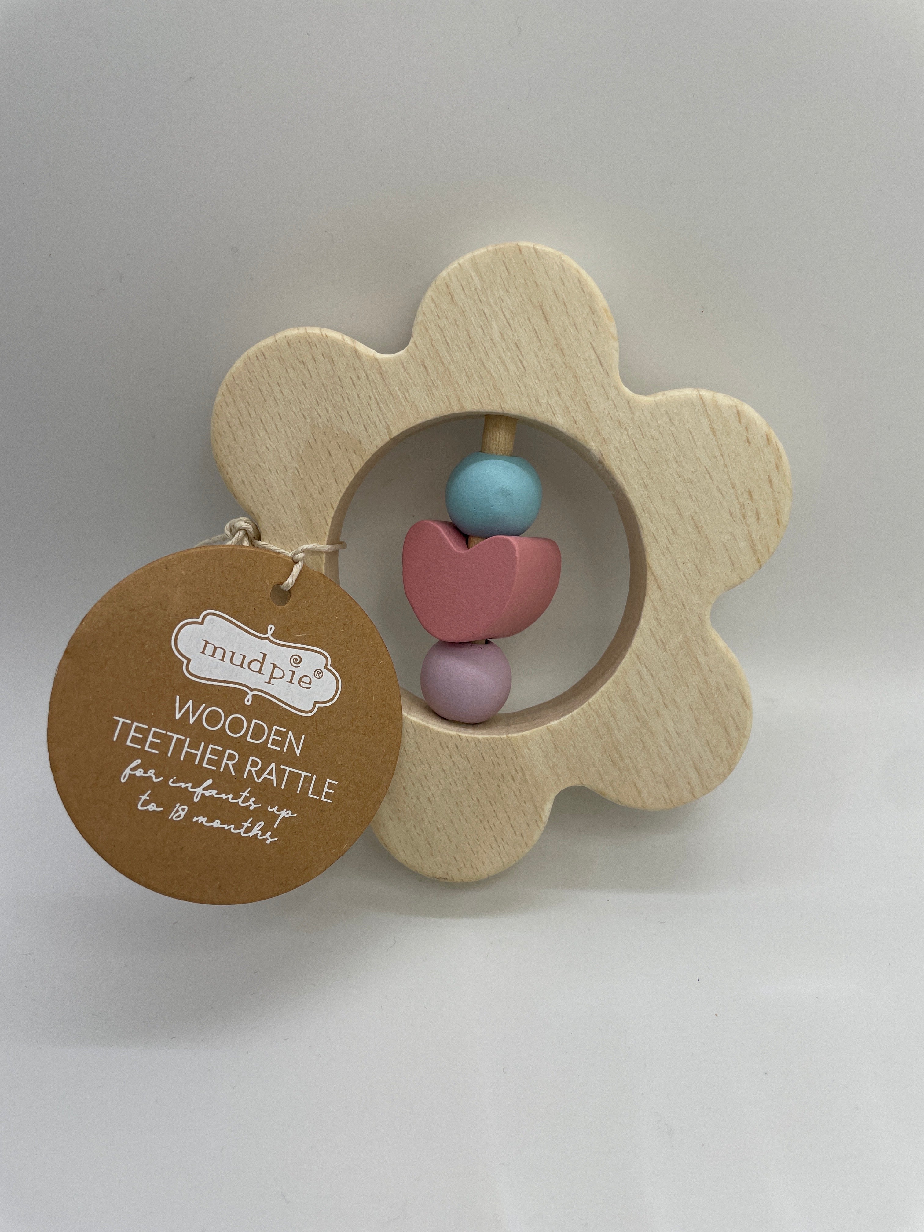 Mud Pie Wooden Teether Rattle- Flower