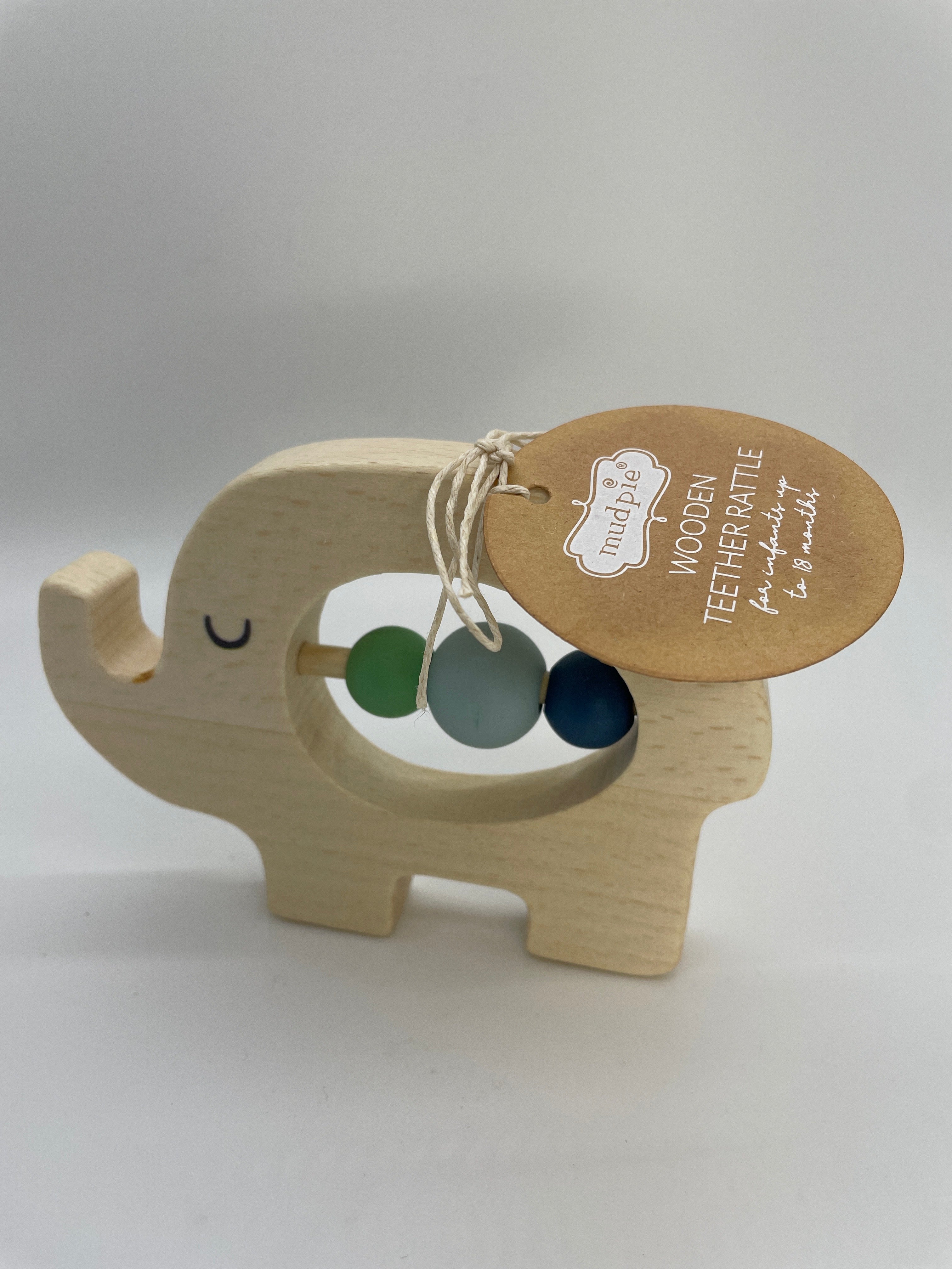 Mud Pie Wooden Teether Rattle - Elephant