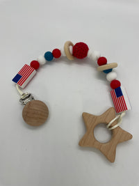 Wooden and Silicone Teether Cord - Star