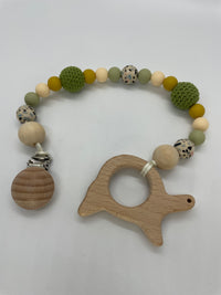 Wooden and Silicone Teether Cord - Turtle