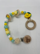 Wood and Silicone Teether Cord - Lemon