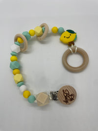 Wood and Silicone Teether Cord - Lemon