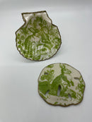 Decoupaged Scallop Shell Ring Dish and Sand Dollar Set
