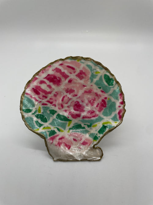Decoupage Scallop Shell Ring Dish- Inspired by Lilly Pulitzer