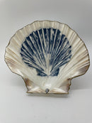 Decoupage Blue Scallop Shell Jewelry Dish