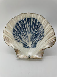 Decoupage Blue Scallop Shell Jewelry Dish