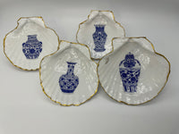 Decoupage Scallop Shells Jewelry/Trinket Dishes- Set of 4