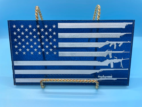 American Flag with Guns Acrylic Plate