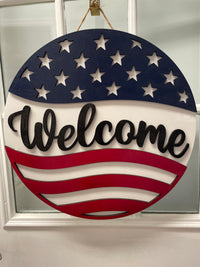 18" Doorhanger- Welcome Flag