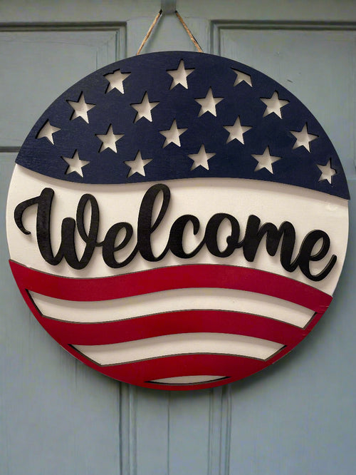 18" Doorhanger- Welcome Flag