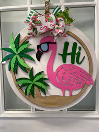18" Flamingo Doorhanger