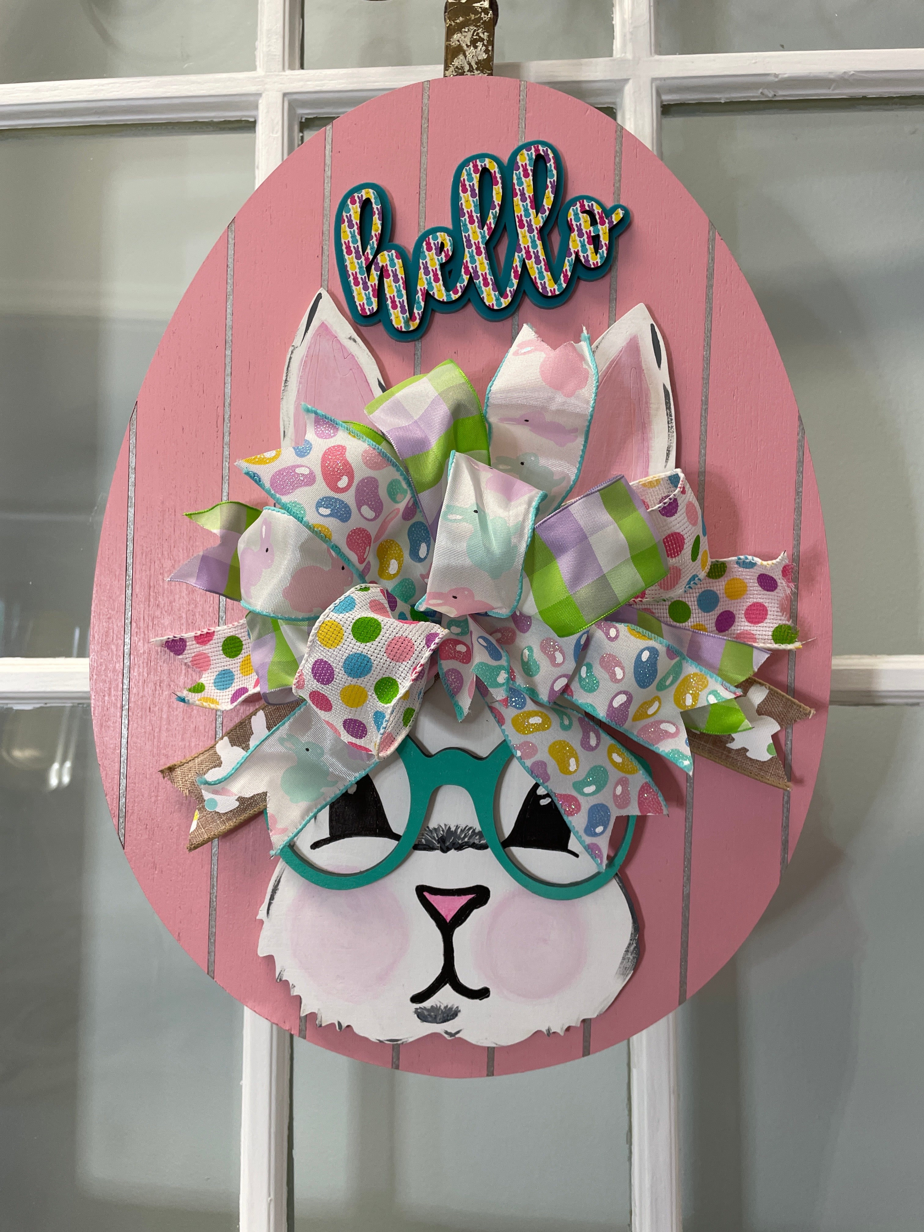 Doorhanger- "Hello" Bunny (Pink)